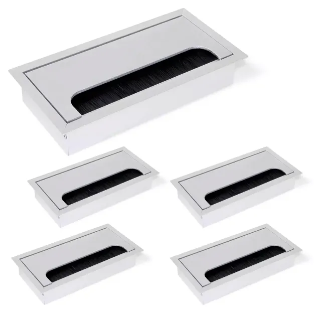Emuca Passacavo Rettangolare 160x80 Anodizzato Opaco 5 Pezzi