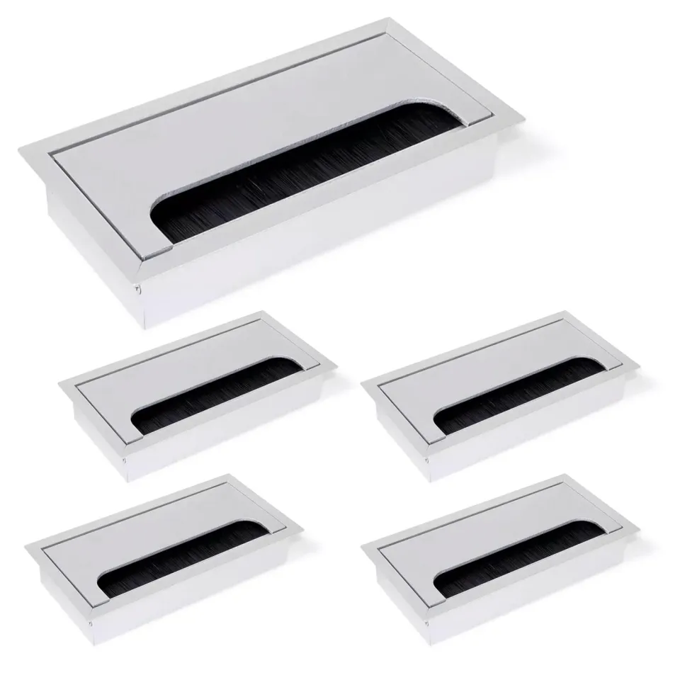 Emuca Passacavo Rettangolare 160x80 Anodizzato Opaco 5 Pezzi