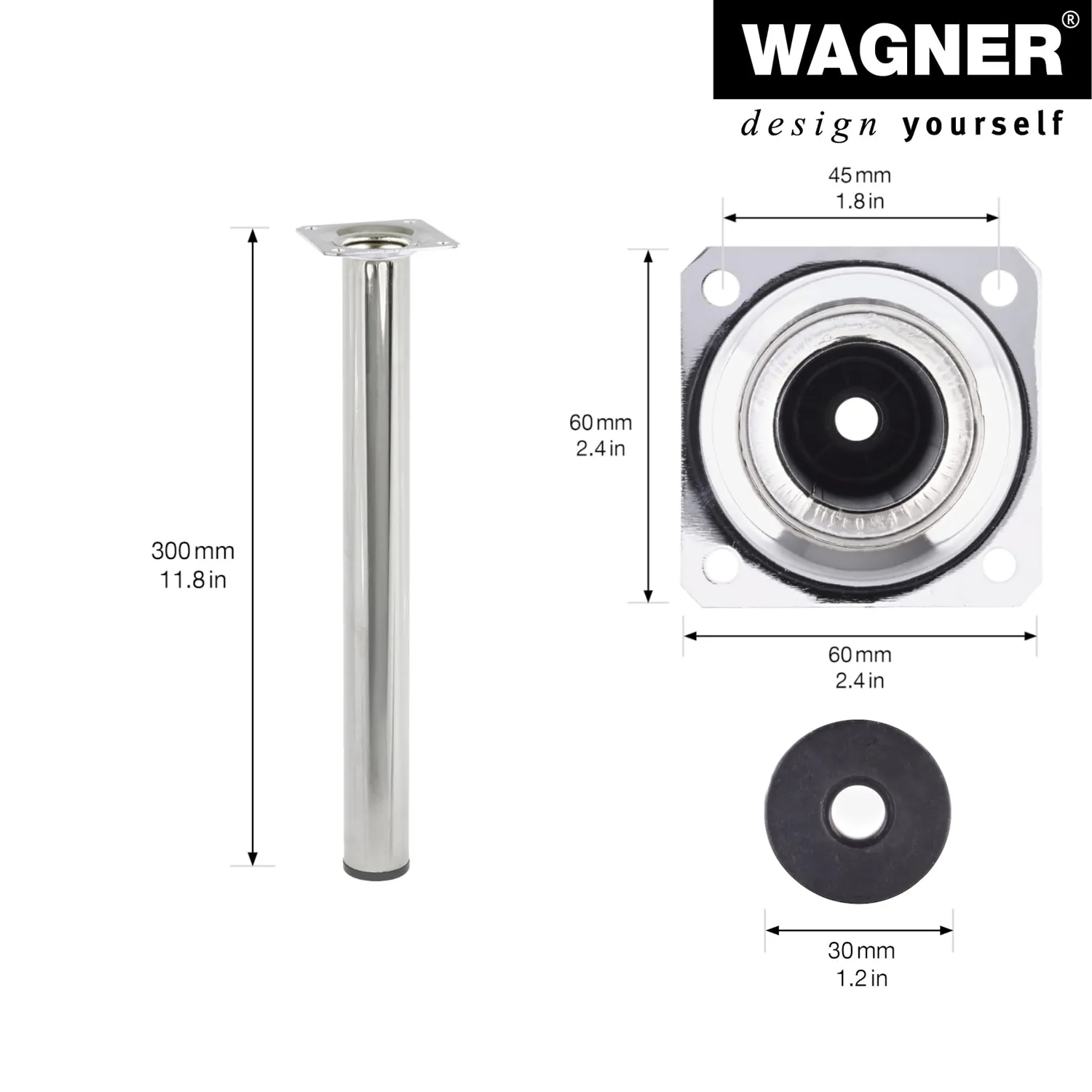 Wagner Classic ST 1530 gamba mobile 300 mm cromata 1 pezzo