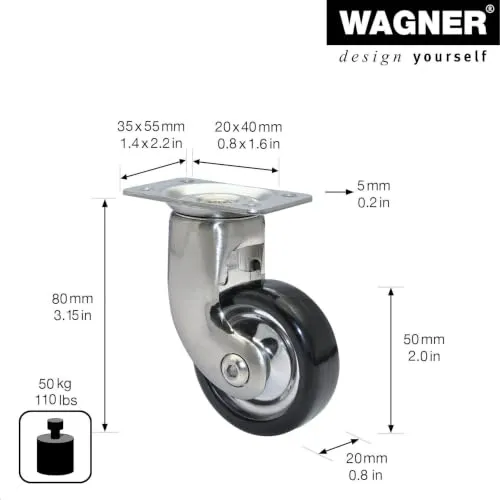Wagner Design RO 0085 rotella girevole nera 50 mm 1 pz