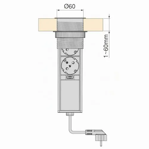 Emuca Torretta Multipresa Scomparsa 2 Schuko+2 USB Push