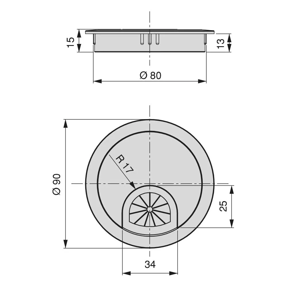 Emuca Passacavo Scrivania 80 mm Cromo Opaco 7 Pz Zama