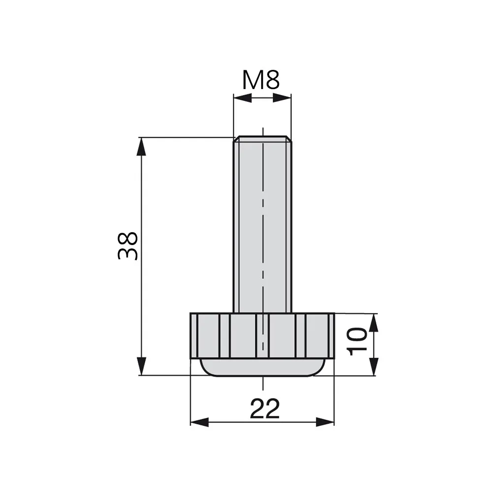 Emuca 2020605 piedino regolabile M8x30 20 pezzi nero