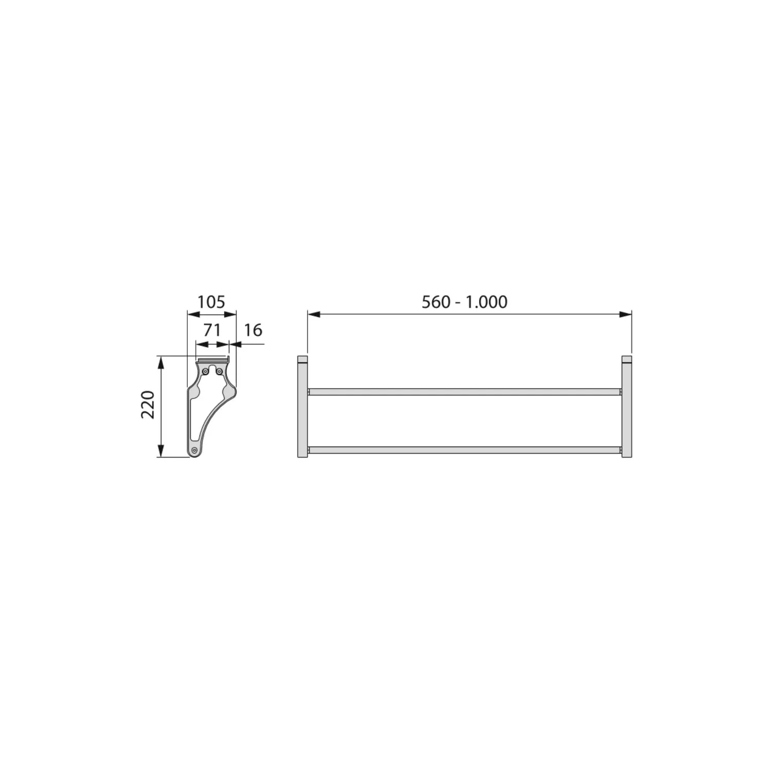 Emuca 6211225 portascarpe armadio grigio 560-1000 mm plastica