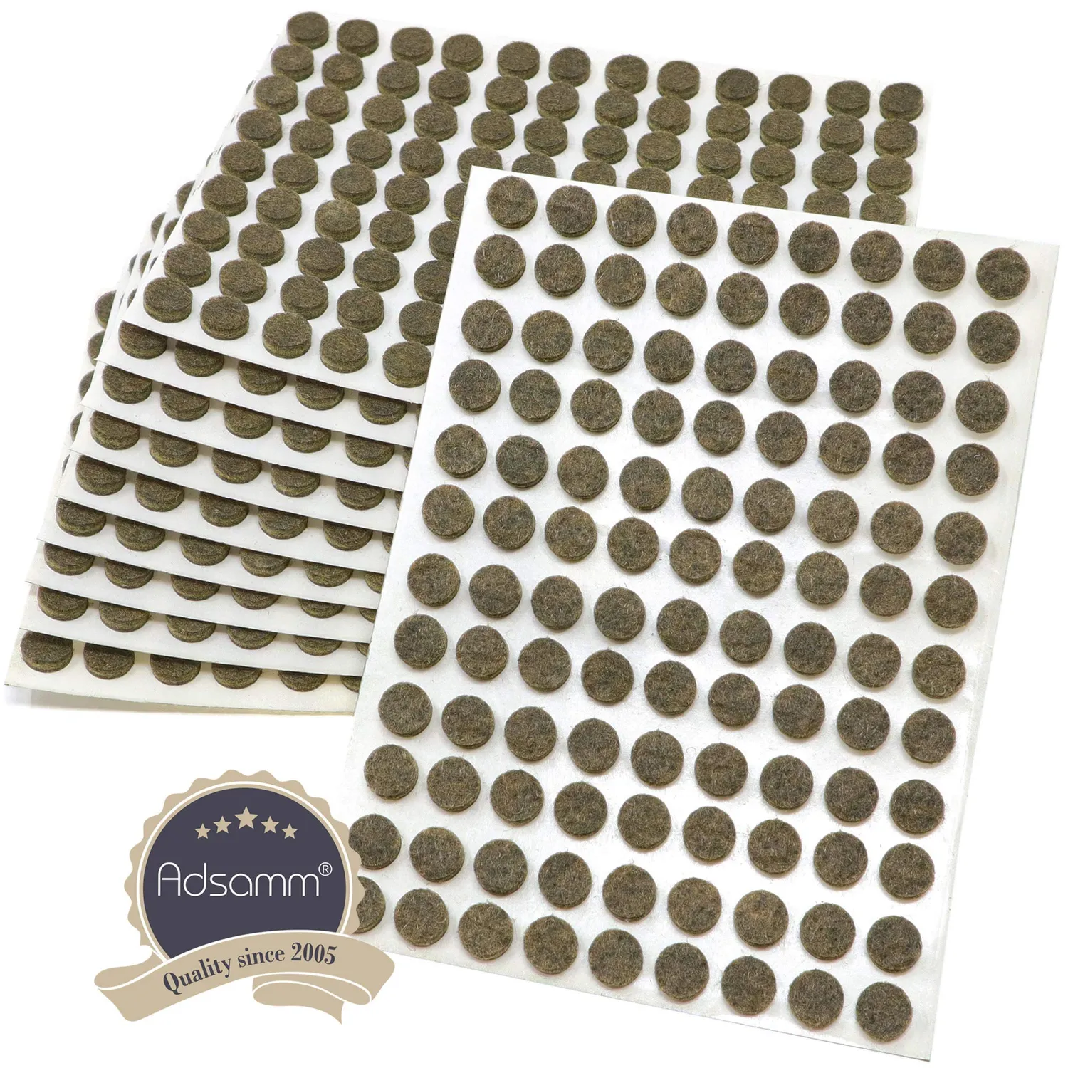Adsamm feltrini autoadesivi marroni Ø 10 mm 1080 pezzi spessi