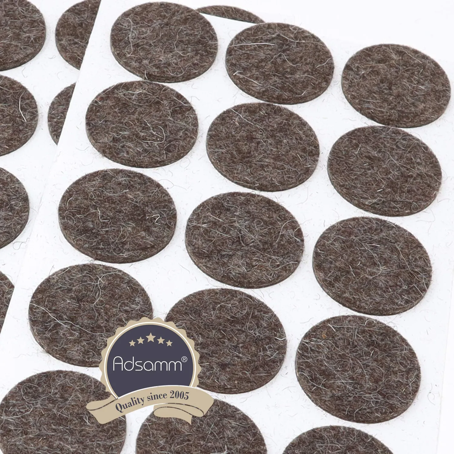 Adsamm feltrini autoadesivi Ø 30 mm marroni 63 pezzi lana