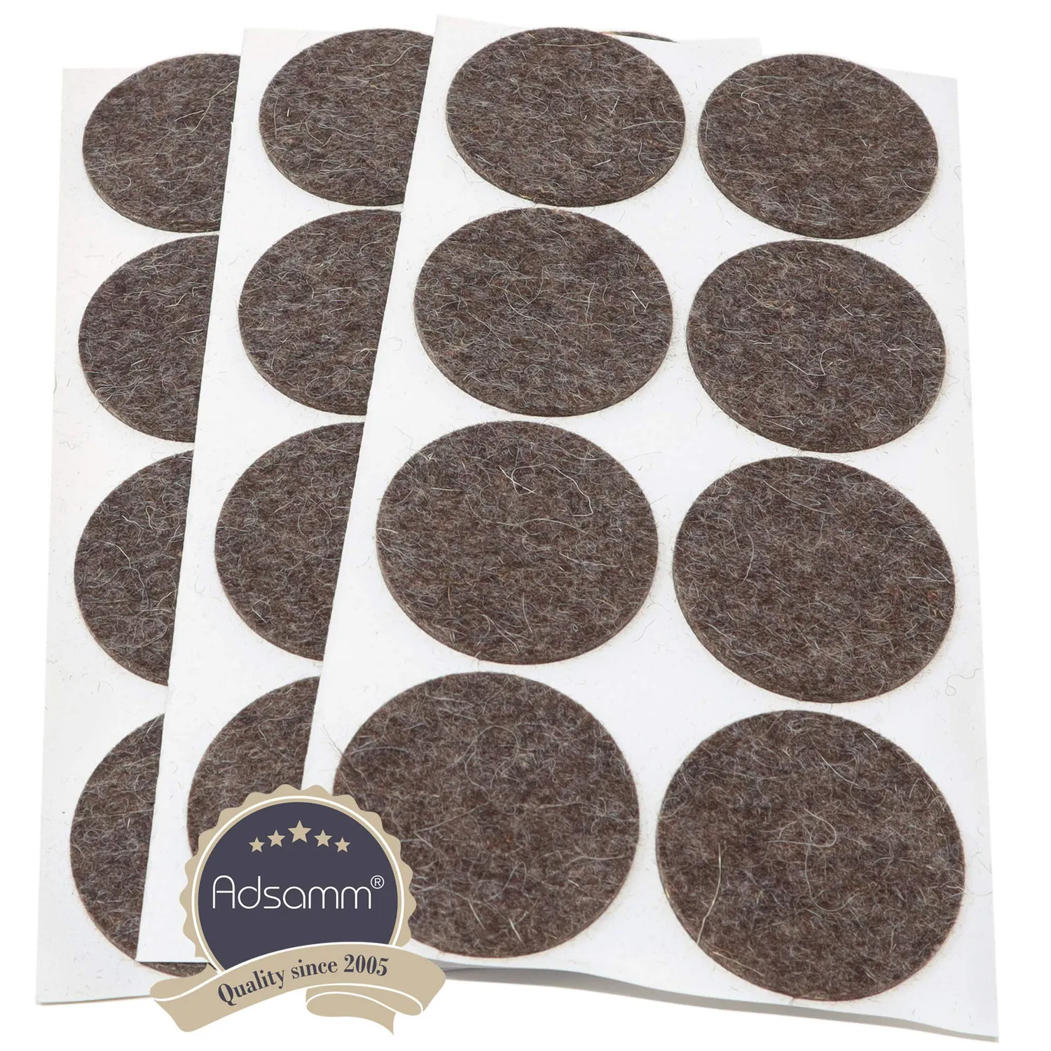 Adsamm Feltrini Ø 50 mm Marroni 24 Pezzi in Lana