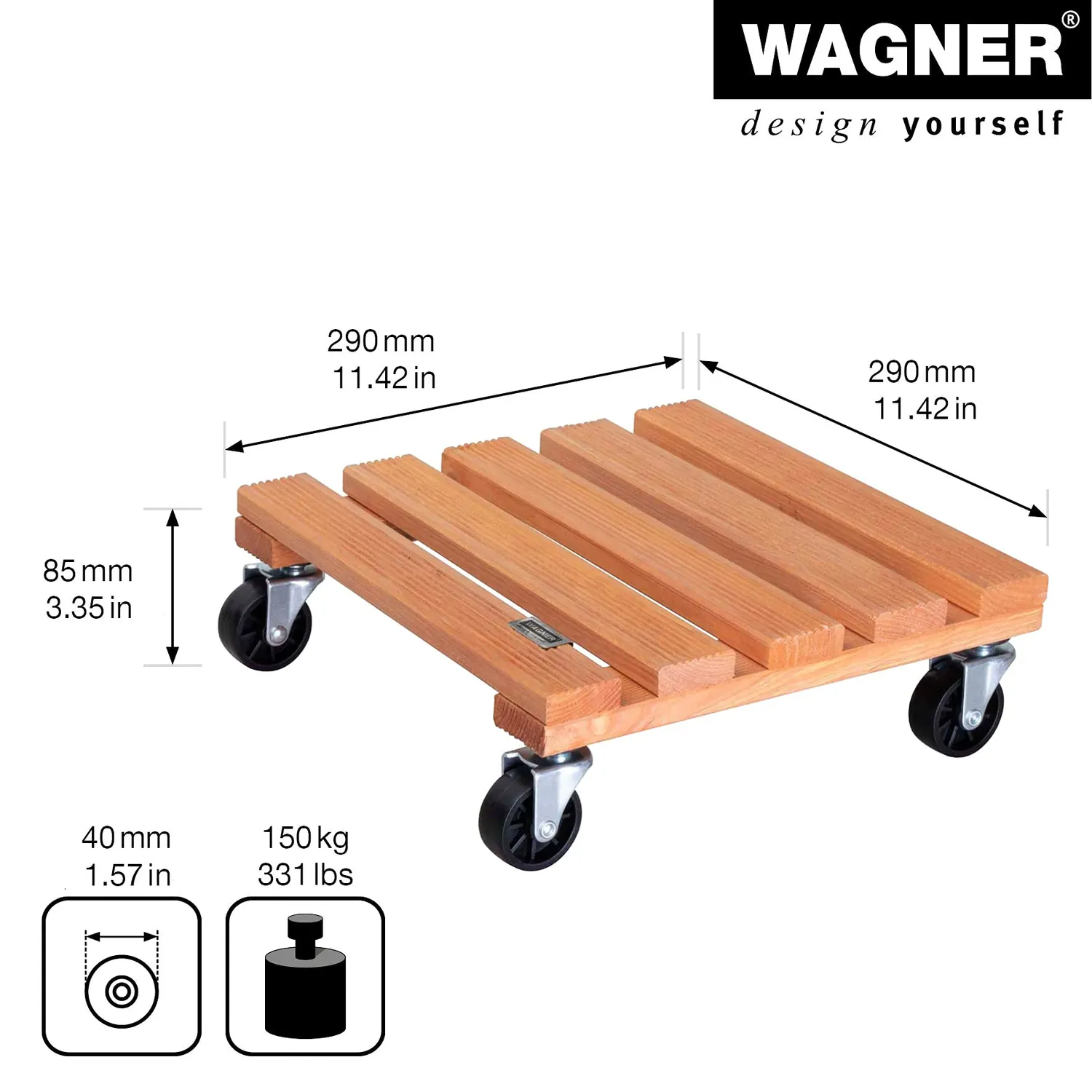 Wagner Toscana 20015301 carrello piante legno 29x29 cm