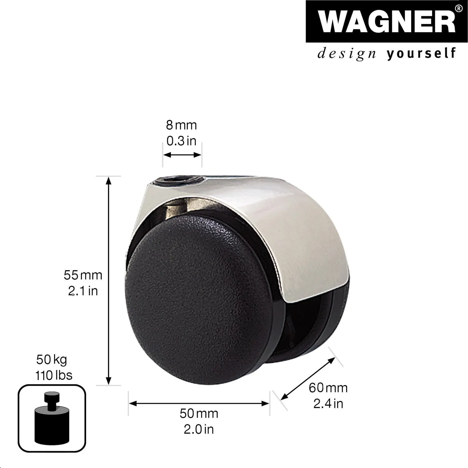 Wagner Design 01002001 rotella sedia ufficio dura 50 mm 1 pz