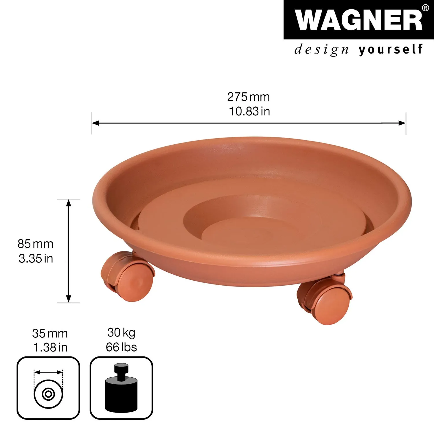 Wagner Serie K 20102101 carrello piante terracotta Ø27,5 cm