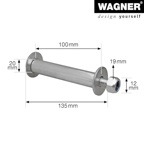 WAGNER RO 0440 Asse per Ruote Ø20x100mm Acciaio Zincato 1 pz