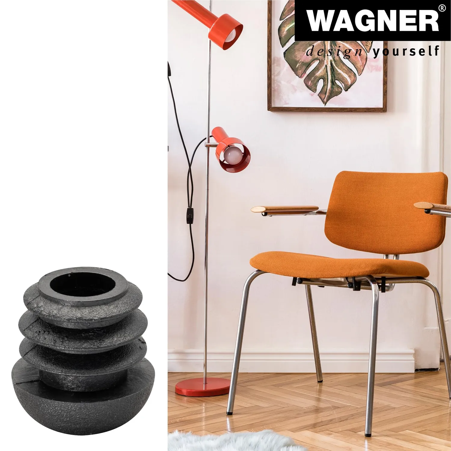 Wagner 15005199 puntali sedia acciaio 16/18 mm neri 4 pezzi