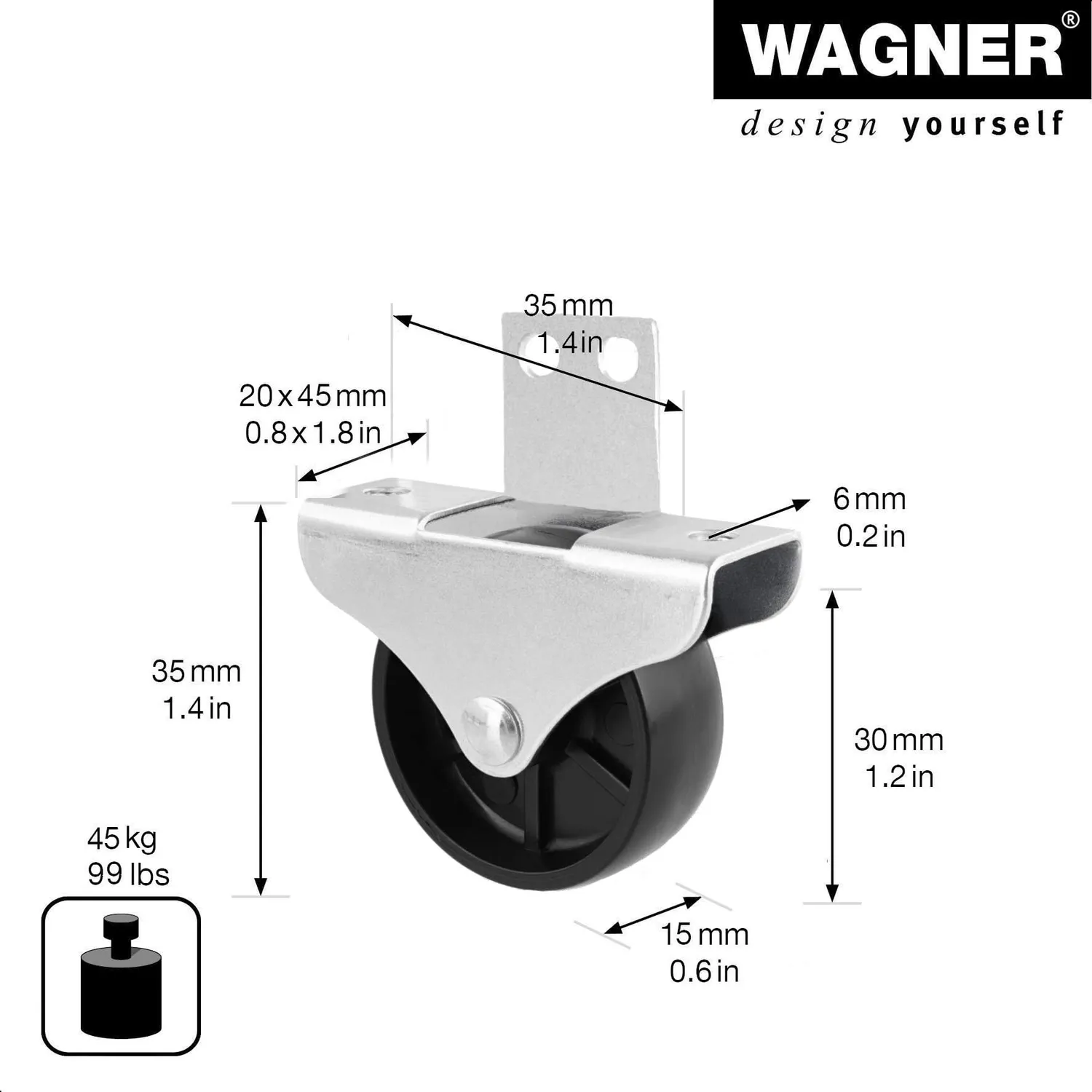 Wagner Design RO 0656 rotellina 30 mm grigia morbida 1 pz