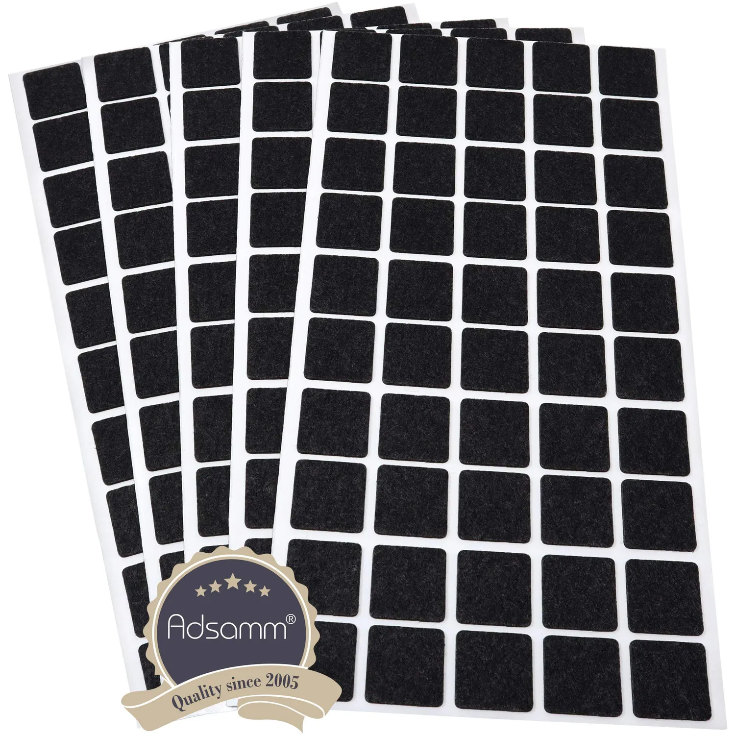 Adsamm Feltrini Autoadesivi 20x20 mm Quadrati Neri 250 pz Ultrasottili