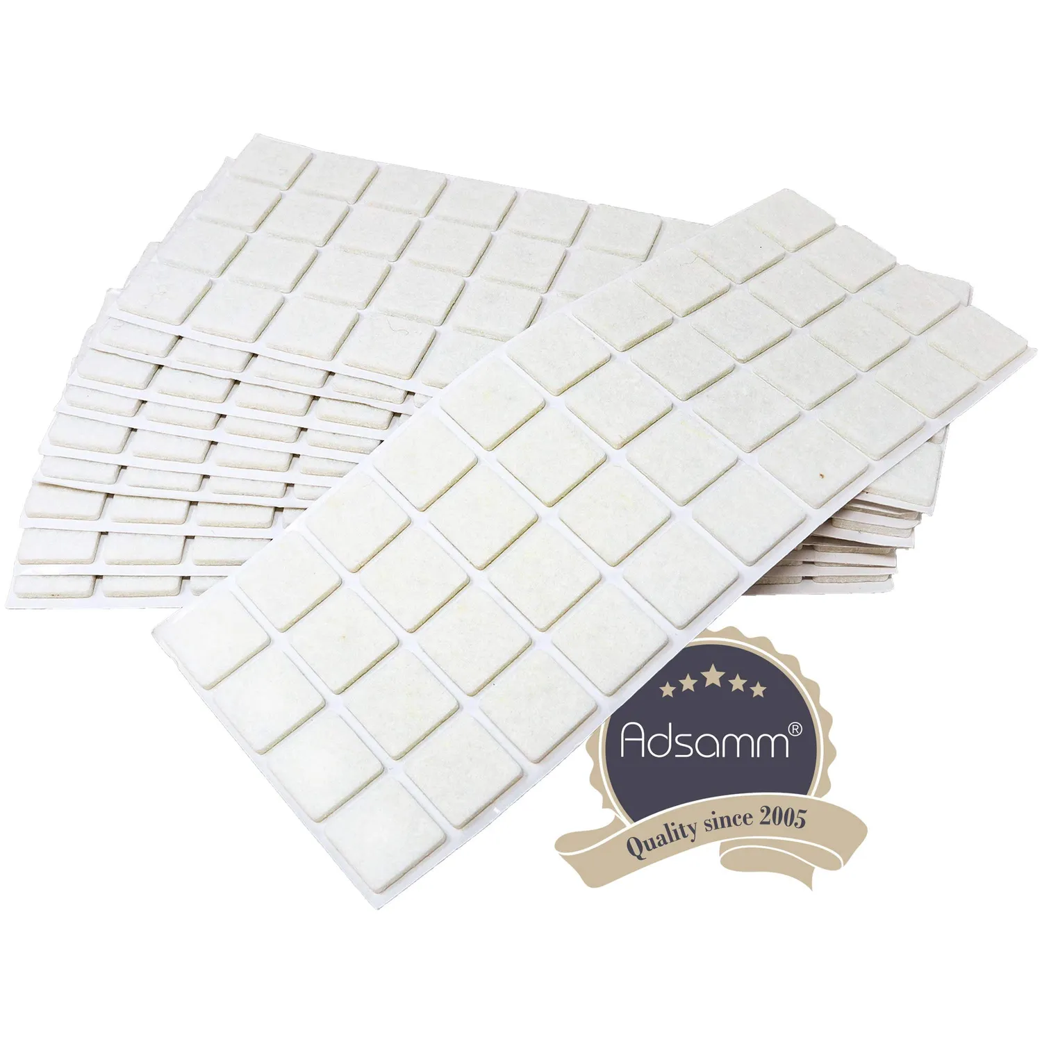 Adsamm feltrini adesivi bianchi 25x25mm 400 pezzi quadrati