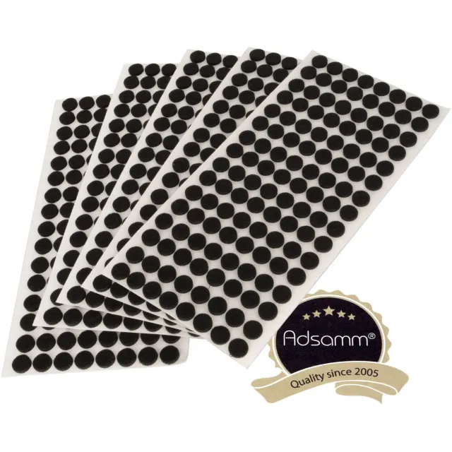 Adsamm Feltrini Adesivi Tondi Neri 12 mm Feltro 640 Pezzi Antigraffio
