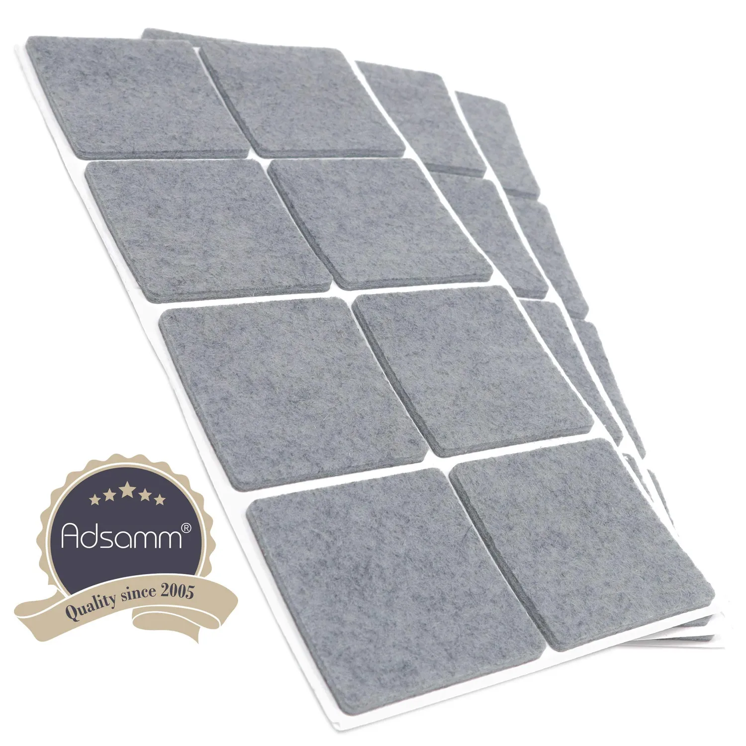 Adsamm Feltrini autoadesivi quadrati 50x50 mm grigi 24 pezzi