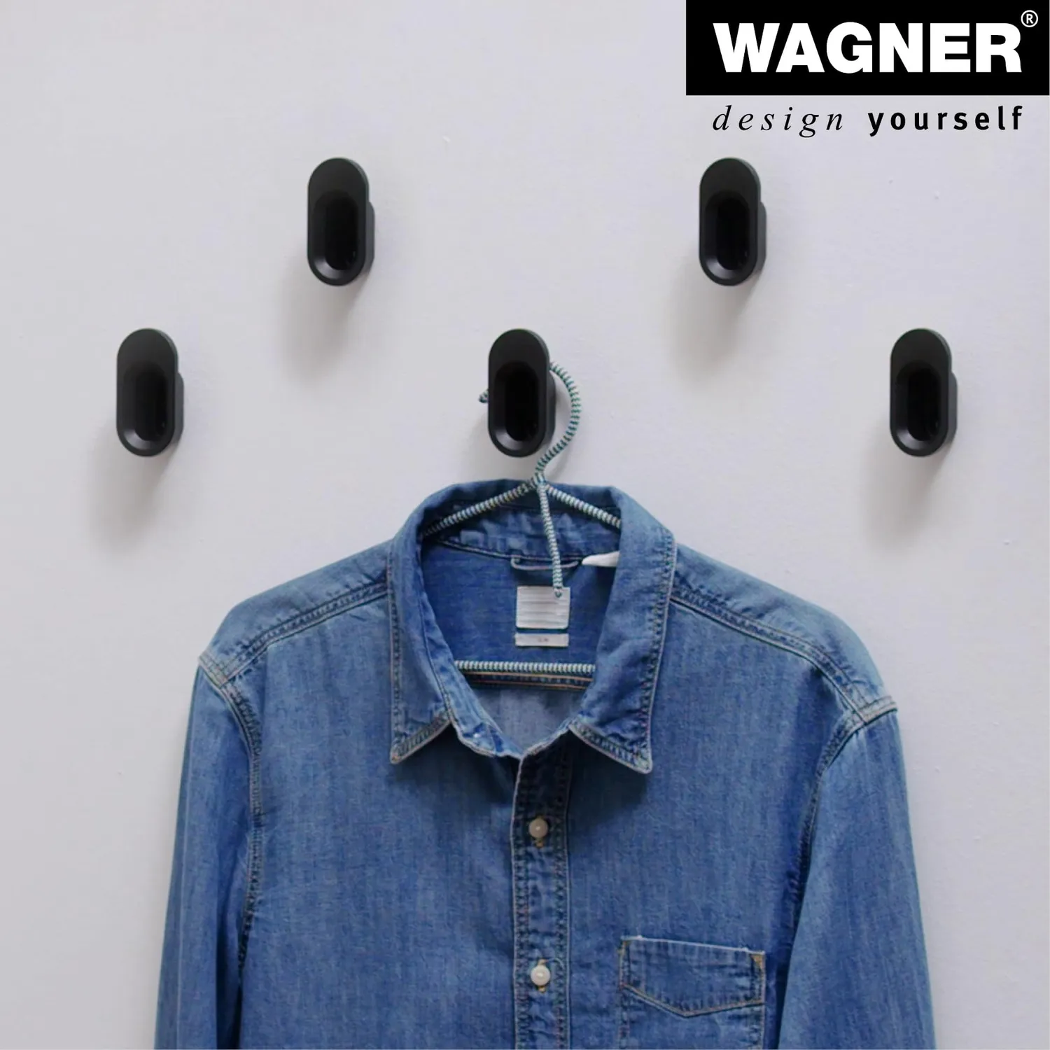 Wagner hooks4home Ovale gancio a muro 75x30x40 mm nero