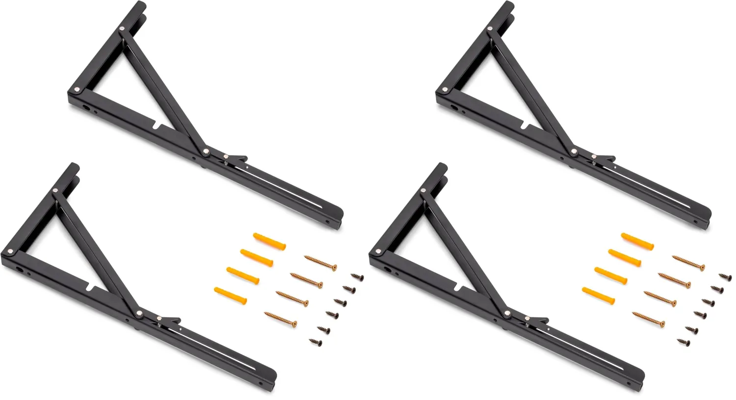 Emuca reggipiani pieghevoli 203 mm neri set 2 pezzi 40 kg