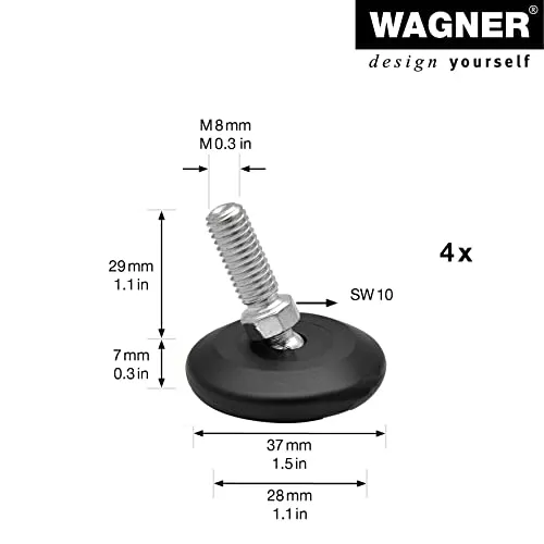 Wagner QuickClick Piedini Regolabili M8x25 HYPER Ø30 Set 4 pz
