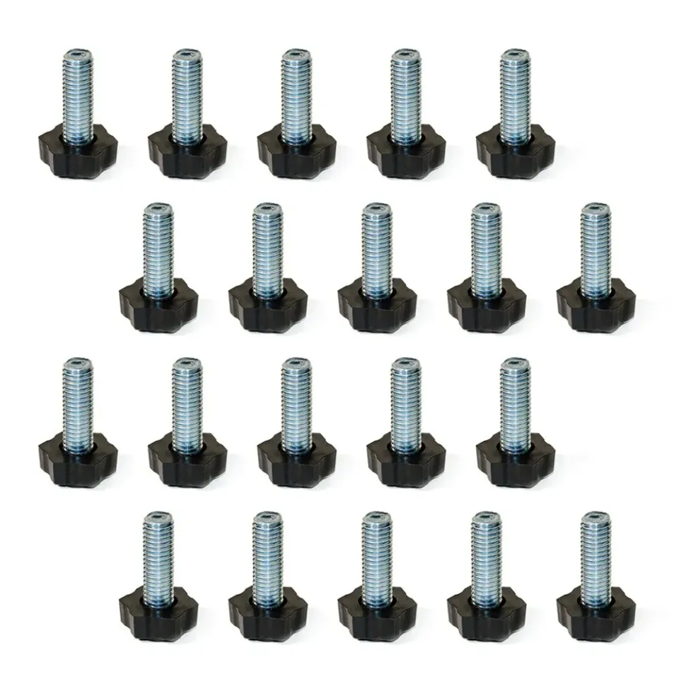 Emuca 2020605 piedino regolabile M8x30 20 pezzi nero