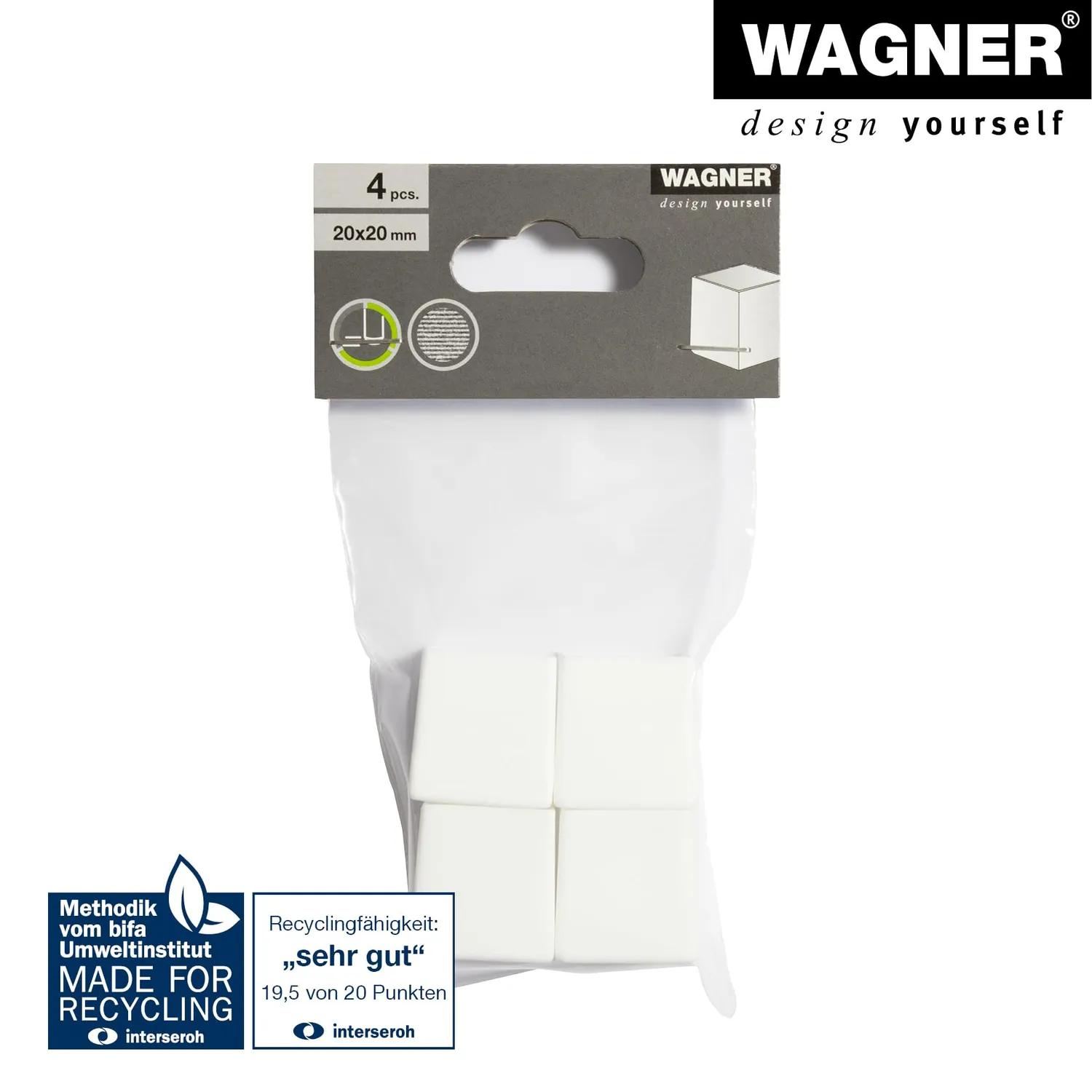 Wagner 15052199 EH 0521 tappi quadrati bianchi 4 pezzi acciaio