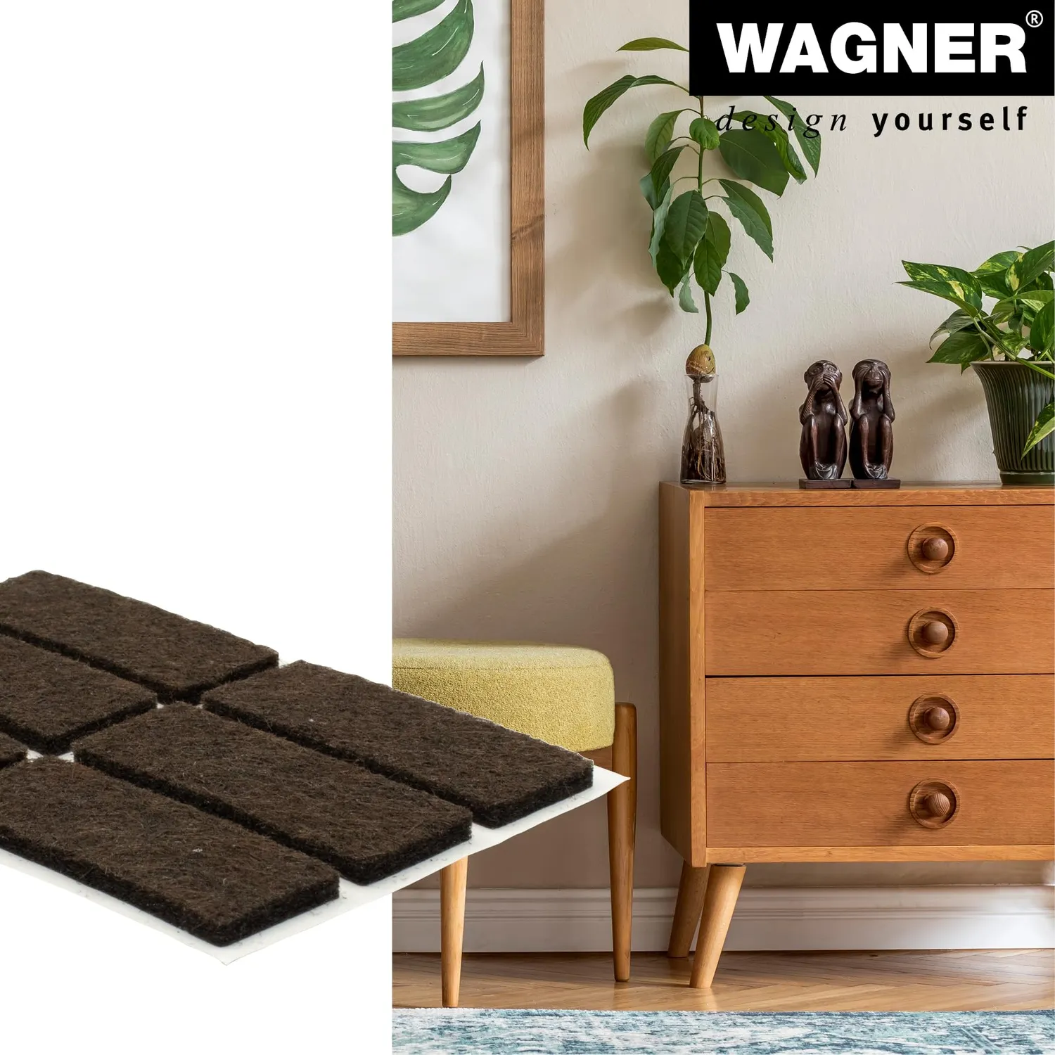 Wagner EH 1745 feltrini adesivi marroni 12 pezzi sottili
