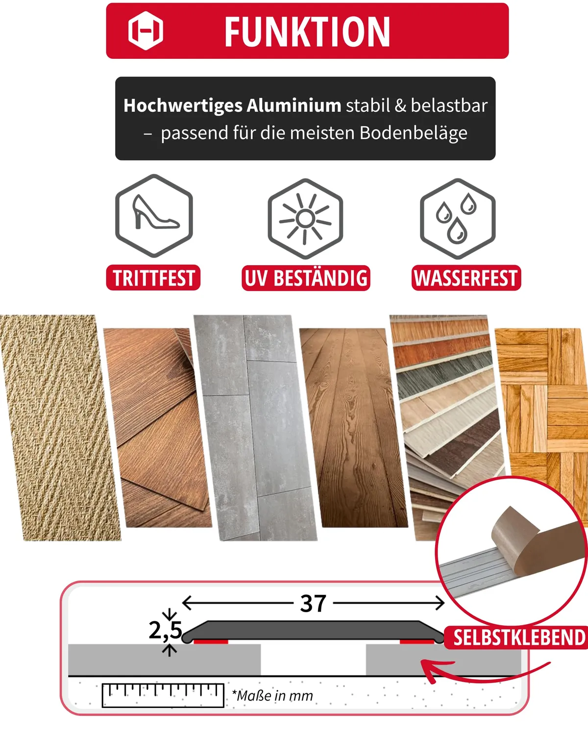 Gedotec profilo transizione autoadesivo 100 cm bronzo alluminio