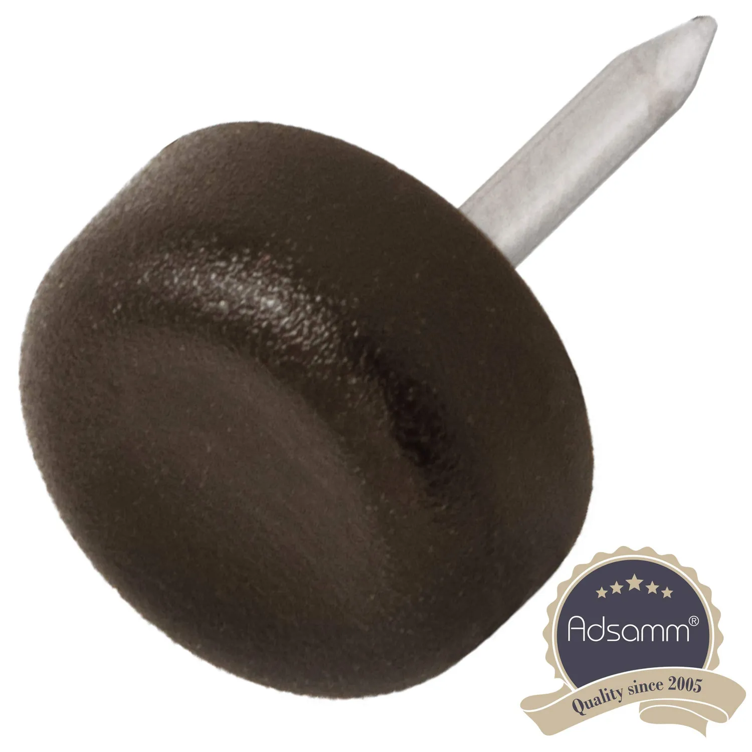 Adsamm Pattini Plastica con Chiodo 13 mm Marroni 100 Pezzi