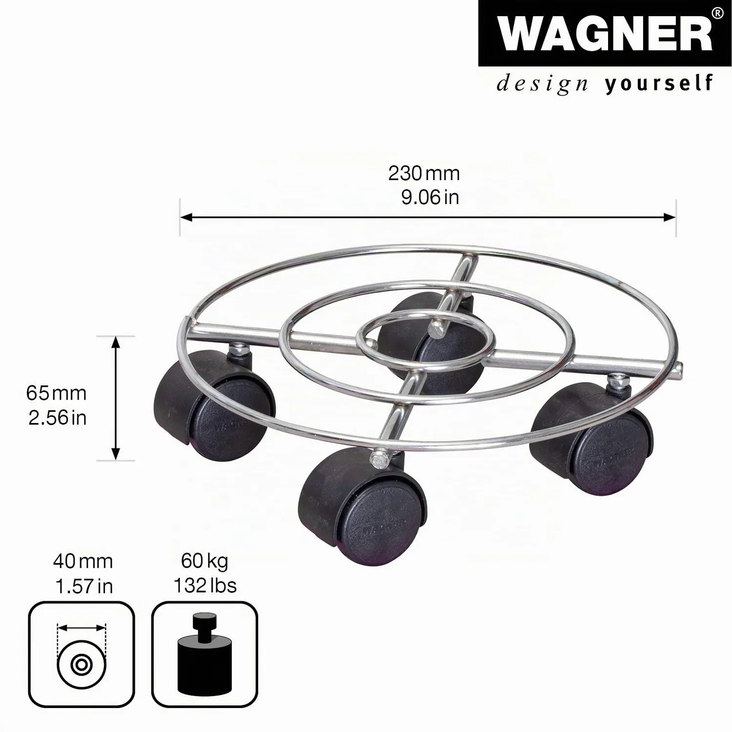 Wagner Chromato carrello piante Ø23 cm 60 kg