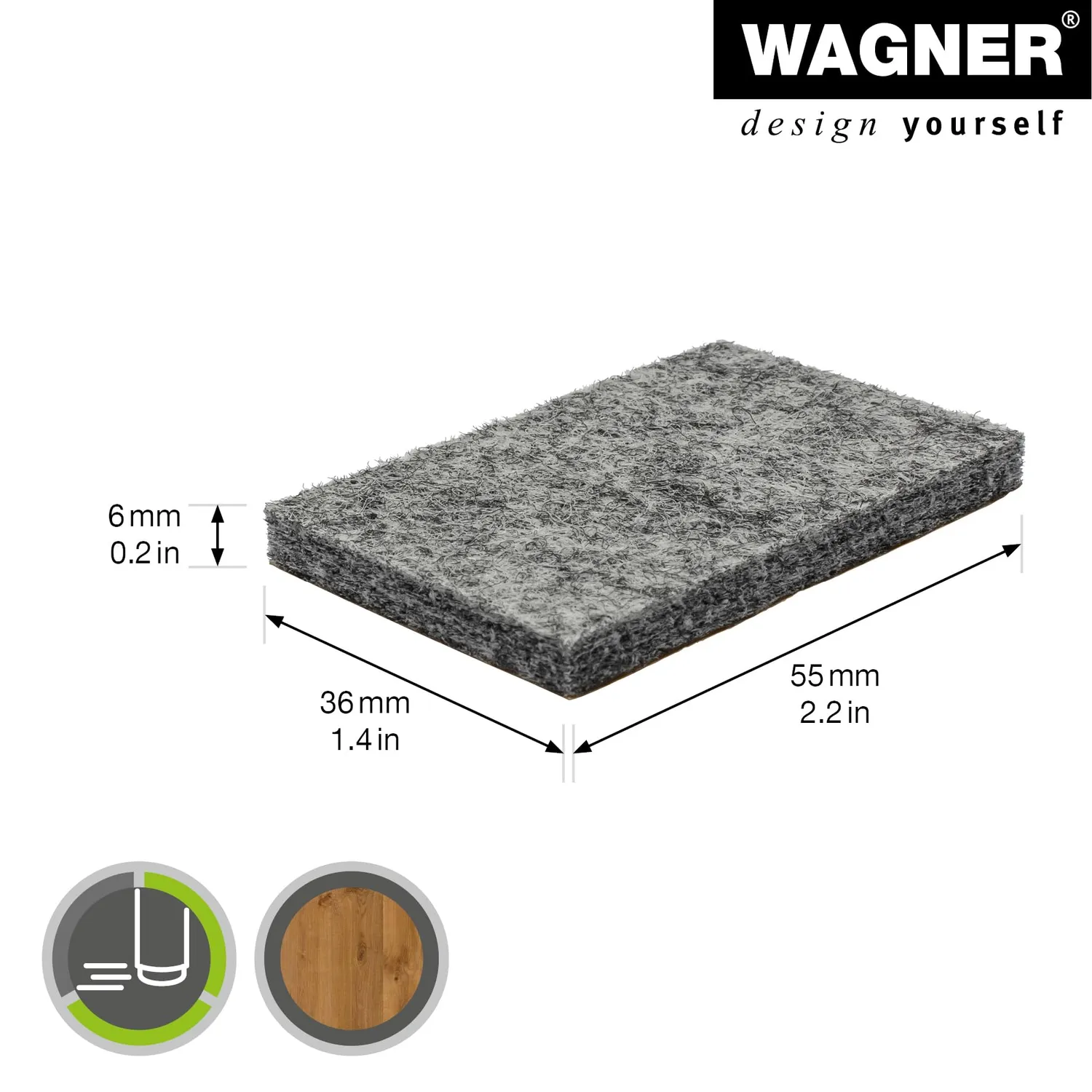 Wagner 15125599 Big Pads feltrini adesivi 4 pezzi 36x55 mm grigi