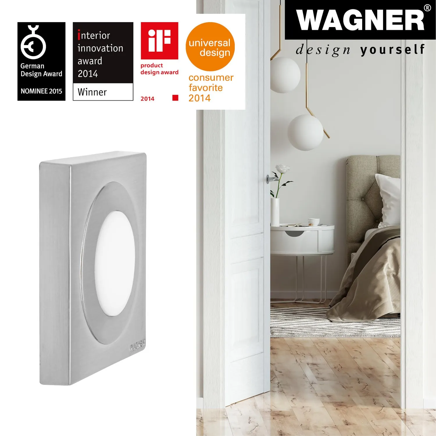 Wagner Screw or Glue fermaporta muro 50x50 mm argento bianco