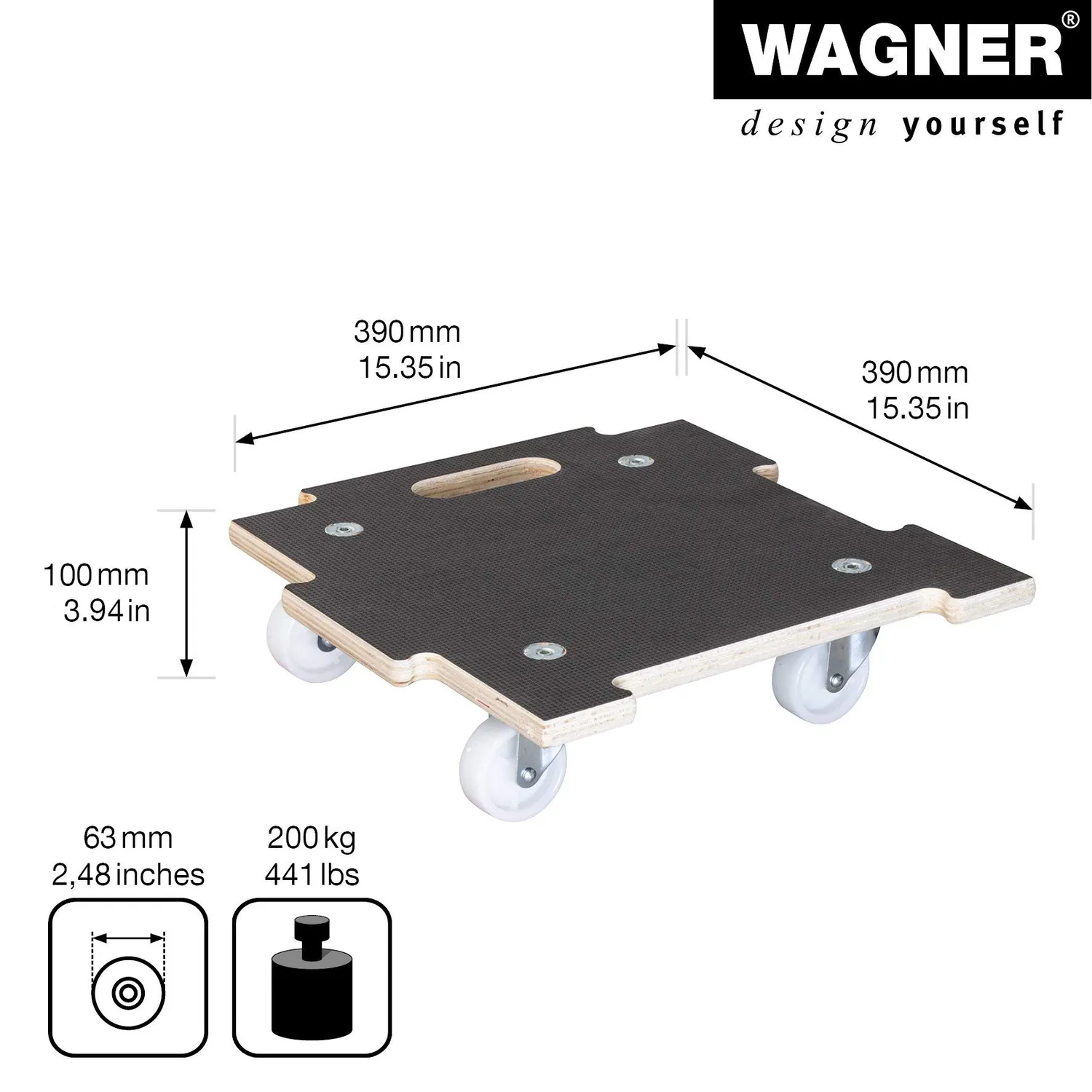 Wagner Maxigrip 20139301 carrello per piante 39x39 cm 200 kg