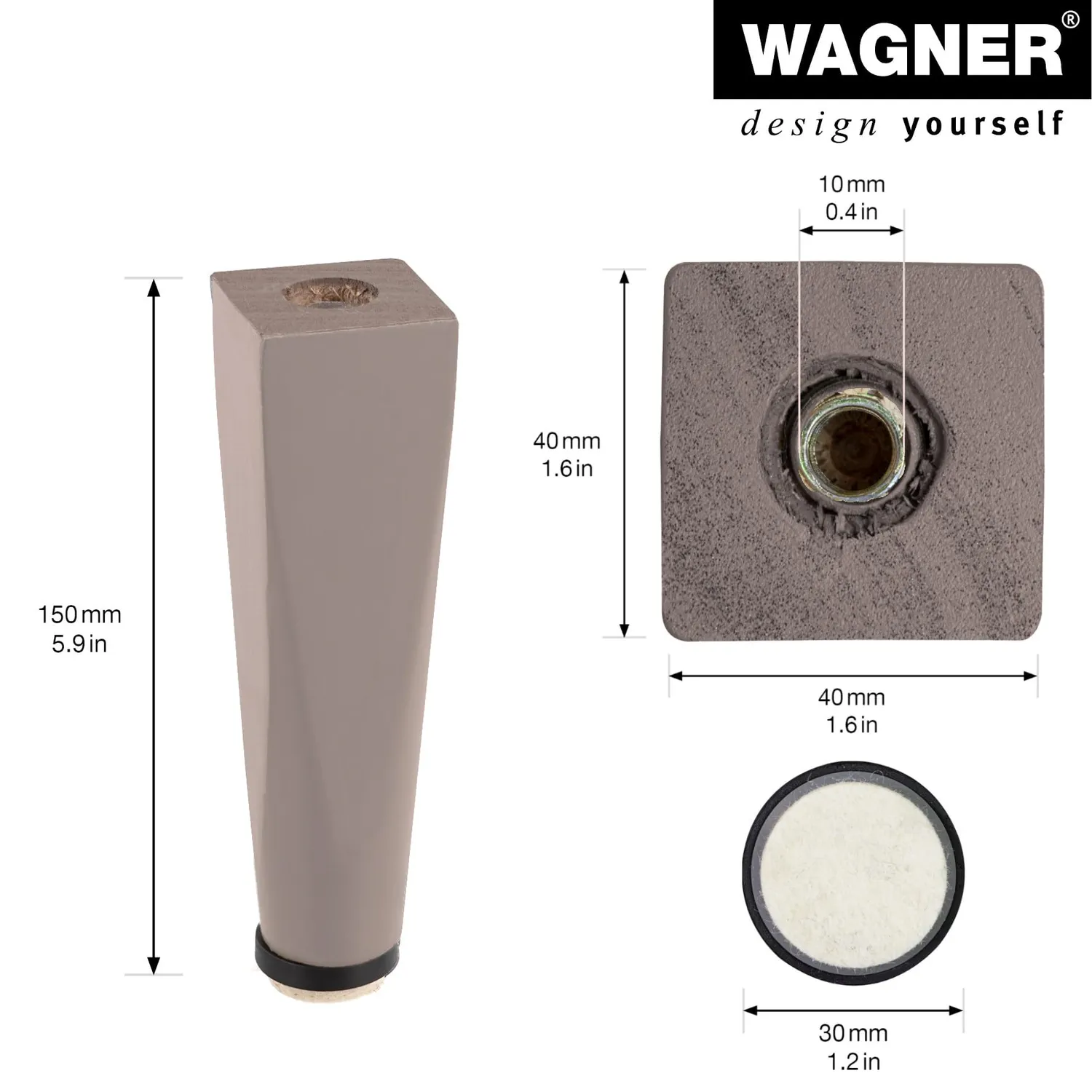 Wagner ST 7440 12744001 gamba legno tortora 15 cm