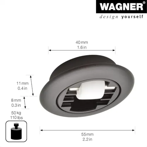 Wagner 01709501 rotella a scomparsa nero 15 mm 1 pezzo