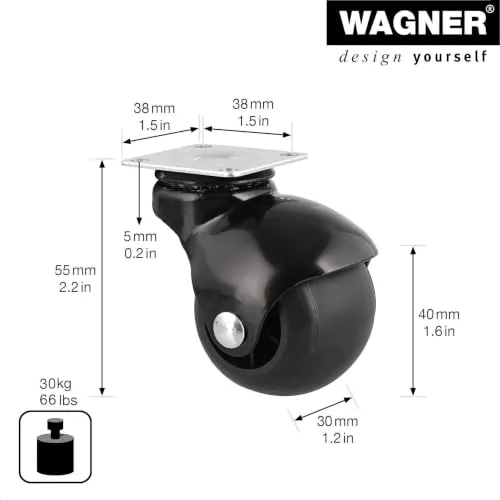 Wagner 01001701 rotella a sfera 40 mm 30 kg nera morbida