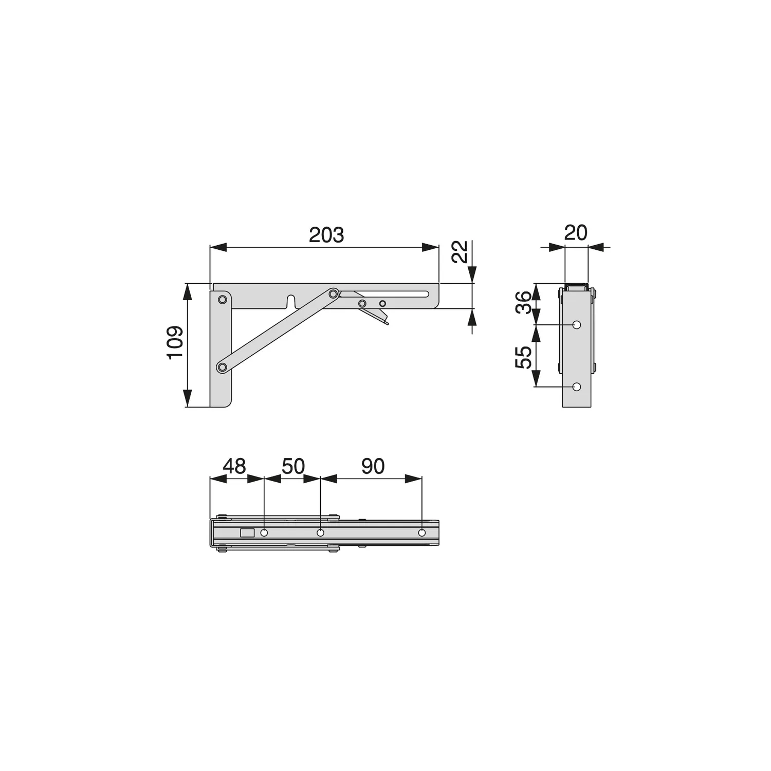 Emuca reggipiani pieghevoli 203 mm neri set 2 pezzi 40 kg