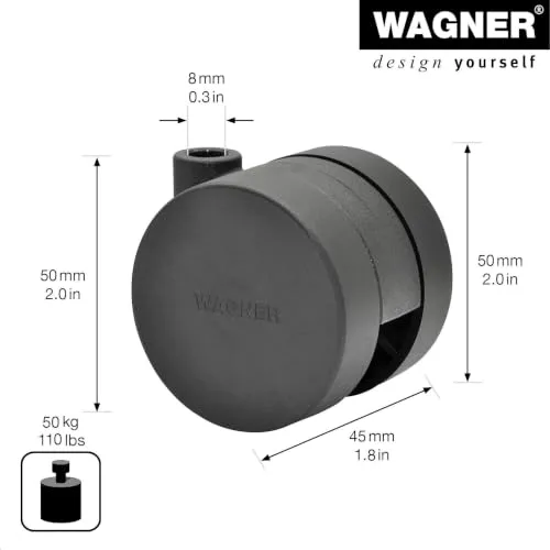 Wagner Konkav RO1423 rullo mobili doppio duro 50 mm