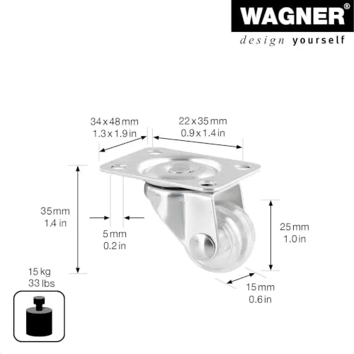 Wagner RO 2155 01215501 rotella girevole Ø 25 mm trasparente 15 kg
