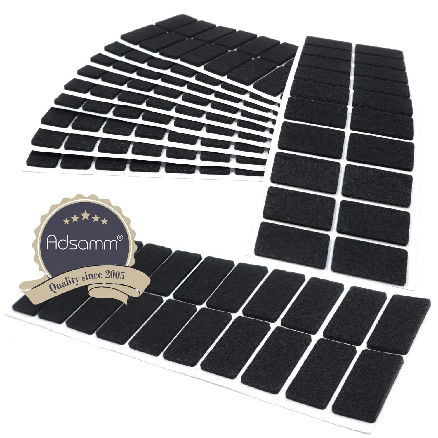 Adsamm feltrini autoadesivi rettangolari 20x40 mm neri 200 pezzi 3,5 mm