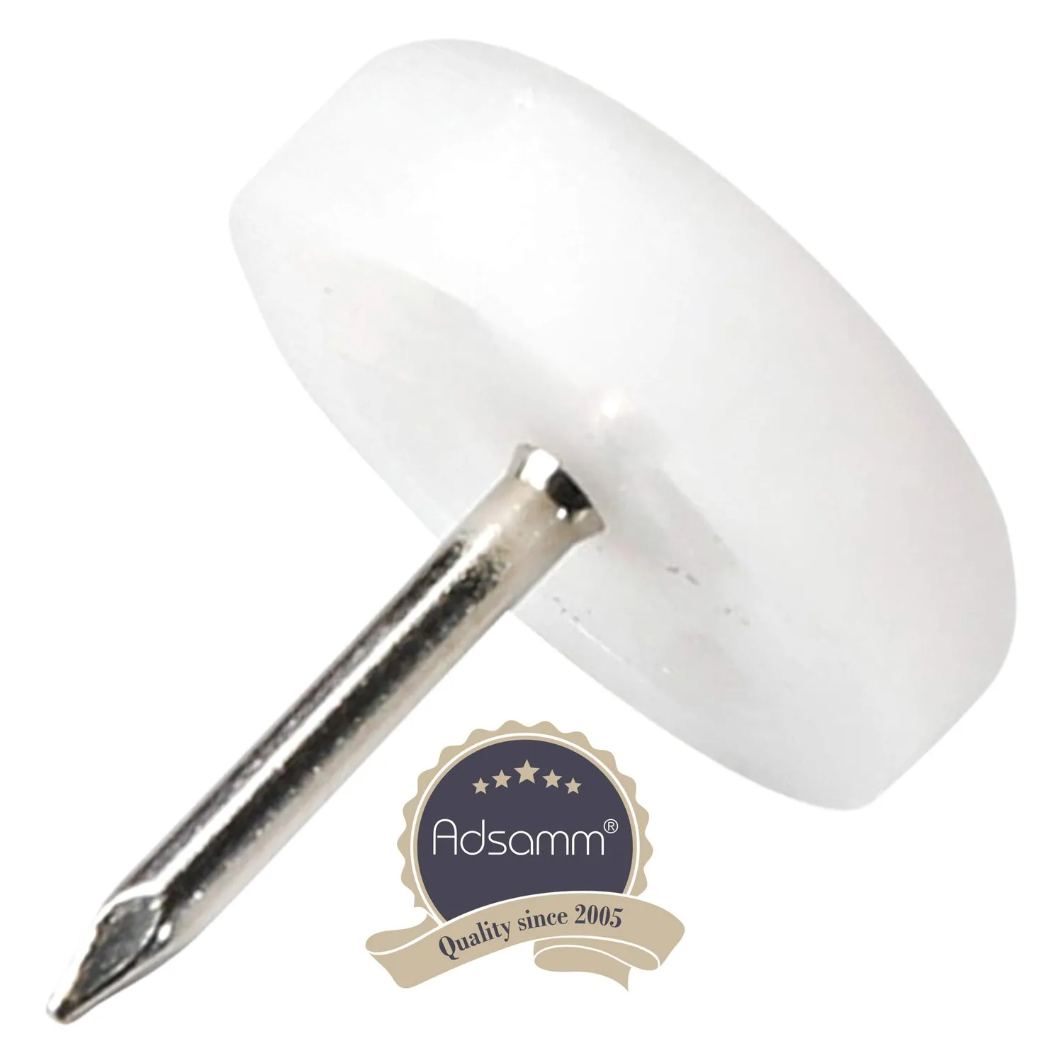 Adsamm PG-N-WH-18-16 pattini con chiodo bianchi 16 pezzi Ø 18 mm