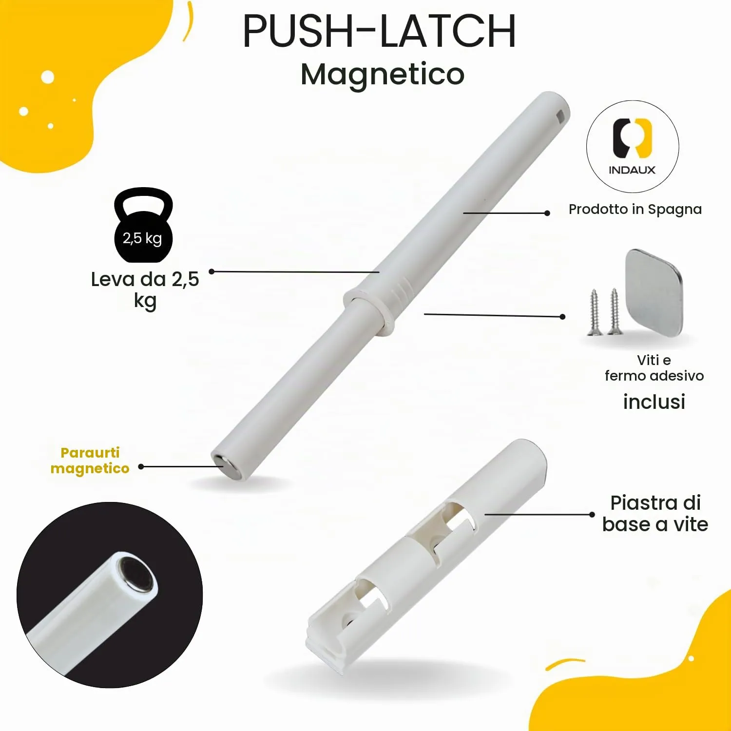 Indaux Impulse pistoncino push to open 55mm grigio chiaro magnete