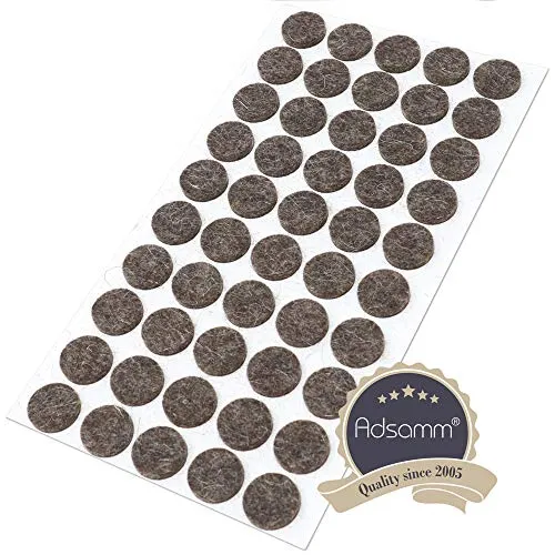 Adsamm Feltrini Lana Naturale Tondi 16 mm Marroni 50 Pezzi 3 mm