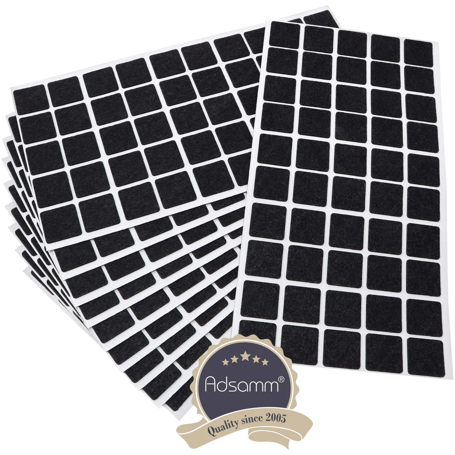 Adsamm 20x20 mm feltrini quadrati neri 500 pezzi ultrasottili