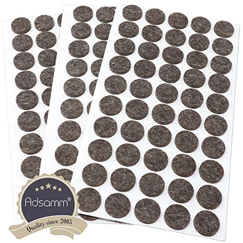 Adsamm Feltrini Ø 16 mm Marroni 150 Pezzi in Lana