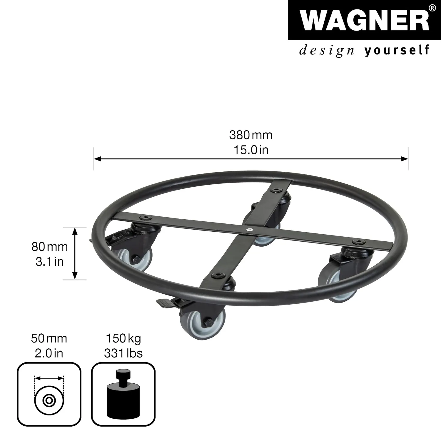 Wagner Skelett Round GH 7012 sottovaso ruote Ø38 cm 150 kg