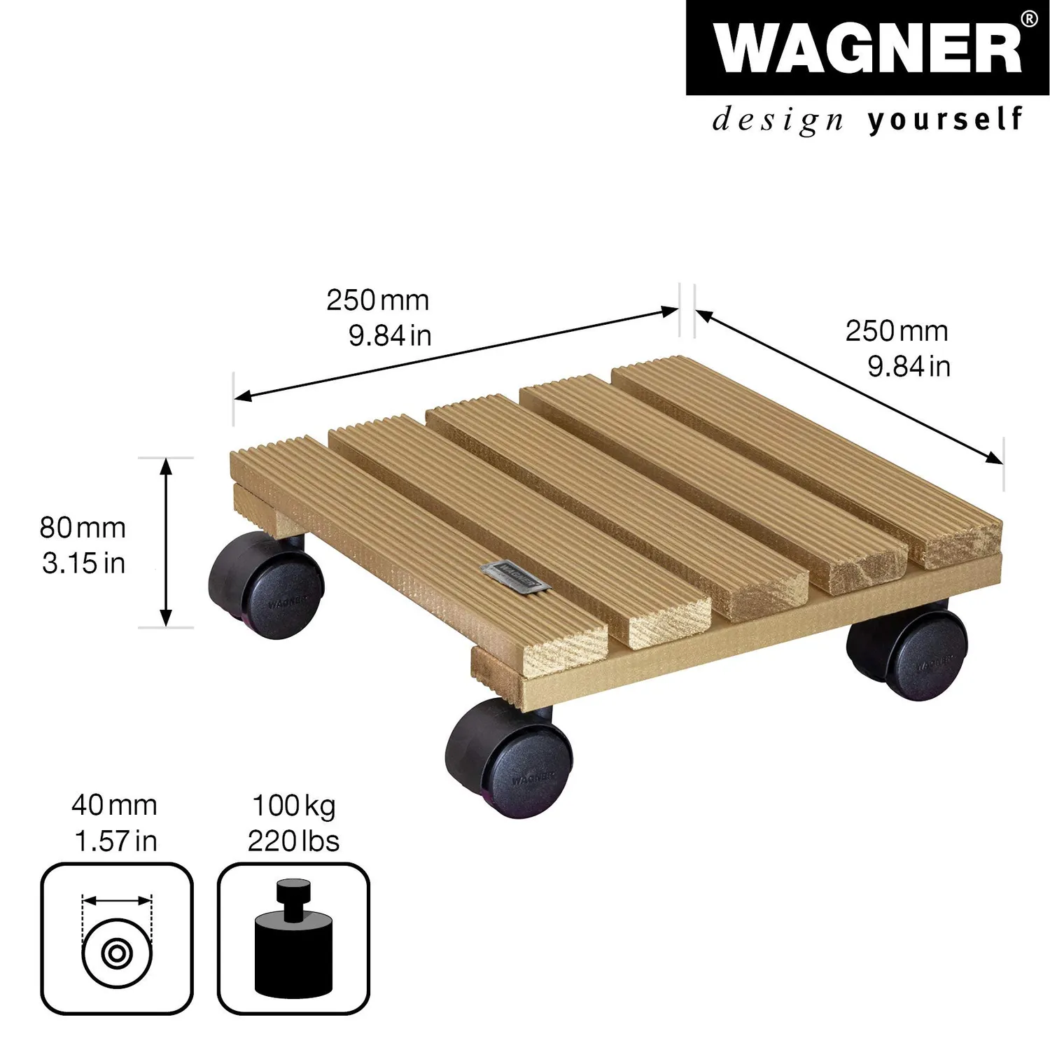 Wagner Country 20043101 carrello piante oro 25x25 cm 100 kg