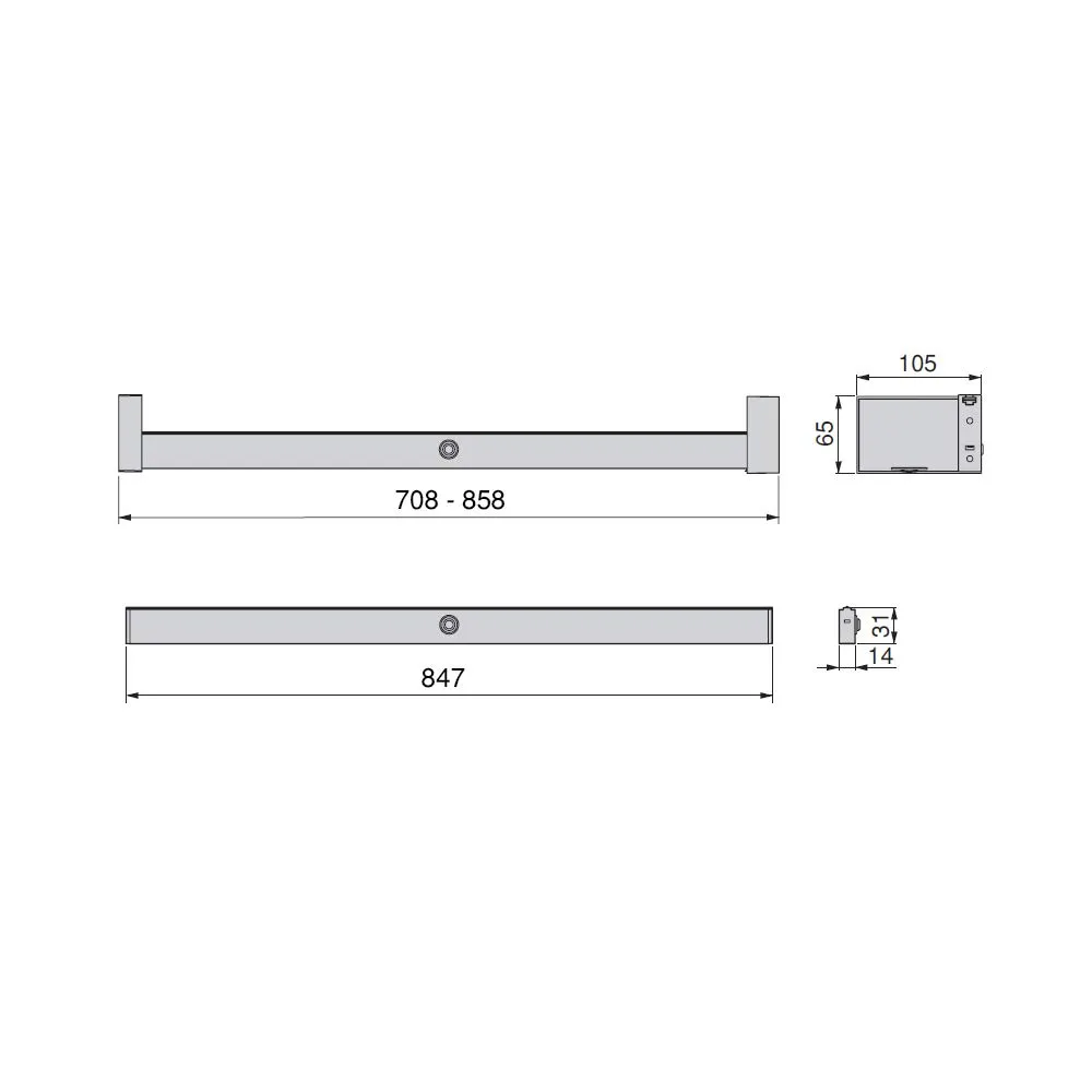 Emuca asta appendiabiti LED 708-858mm anodizzato opaco con sensore