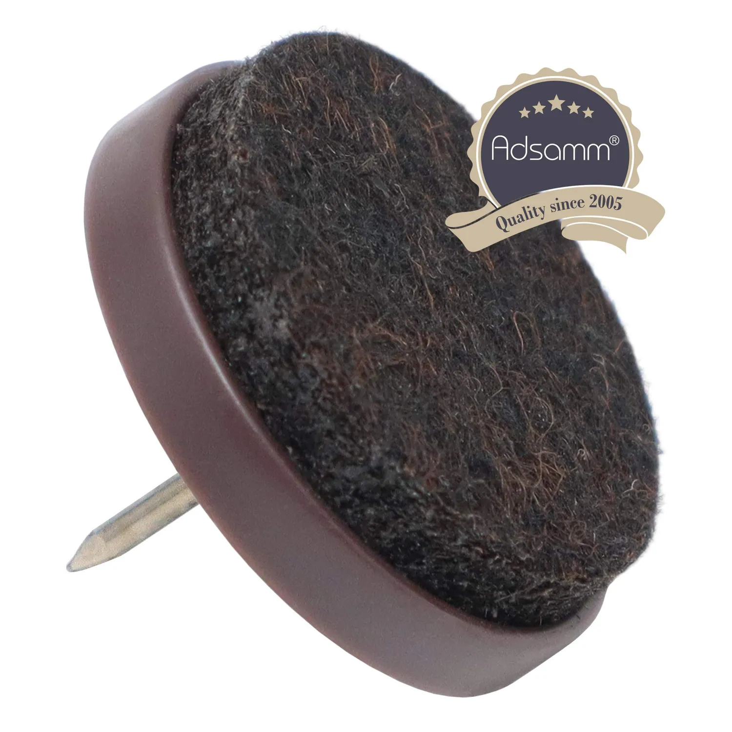 Adsamm feltrini con chiodo marroni 4 pezzi Ø 28 mm base feltro