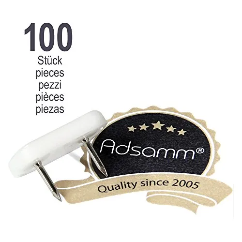 Adsamm 18x30 mm feltrini plastica con chiodo 100 pz bianchi
